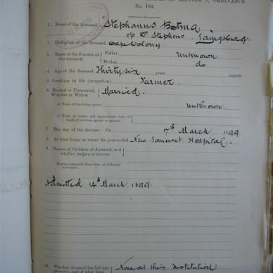 BOTMA Stephanus - Died 17/03/1899 - Age 36