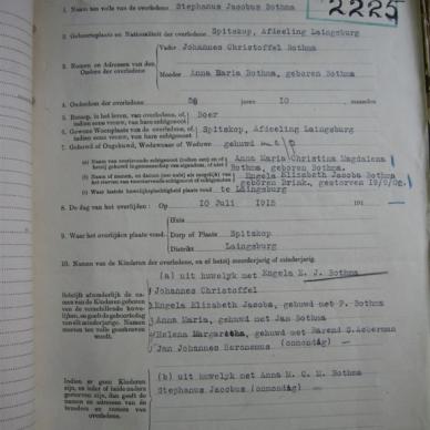 BOTHMA Stephanus Jacobus - Died 10/07/1915 - Age 58y 10m