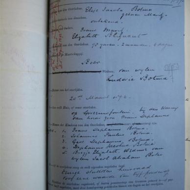 BOTMA Elsje Jacoba born MARITZ - Died 20/03/1892 - Age 78y 2m 6d