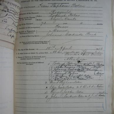 BOTMA Frans Stephanus - Died 15/04/1908 - Age 73y 4m