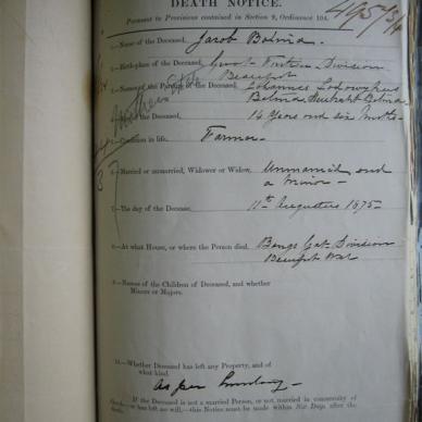 BOTMA Jacob - Died 11/08/1875 - Age 14y 6m