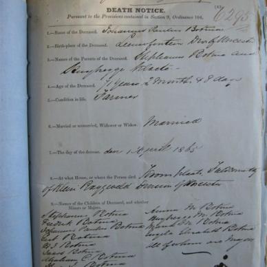 BOTMA Johannes Paulus - Died 01/04/1865 - Age 71y 2m 8d