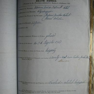 BOTMA Susanna Louiza Petronella born TOIT, du - Died 03/08/1861 - Age 24