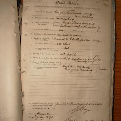 BURGER Georgina Catharine nee MEIRING, 1890, MOOC 6-9-282, 1318