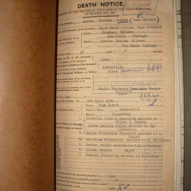 BURGER Aletta Fronica nee WALTERS, 1936, MOOC 6-9-4760, 50116