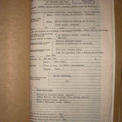 BURGER Aletta Sophia nee DE VILLIERS wed BRINK, 1941, MOOC 6-9-7660, 73815