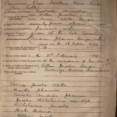 BURGER Elsie Dorothea Maria nee LUBBE, 1910, MOOC 6-9-640, 910