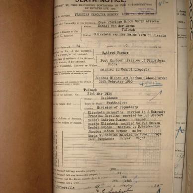 BURGER Francina Carolina nee VAN DER MERWE, 1935, MOOC 6-9-4632, 46437