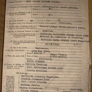 BURGER Gert Pieter Booysen, 1943, MOOC 6-9-10146, 86383