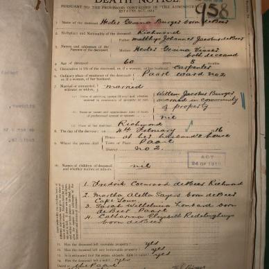 BURGER Hester Gesina nee DE BEER, 1916, MOOC 6-9-819, 958
