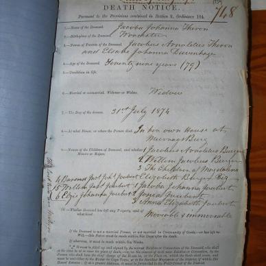 BURGER Jacoba Johanna nee THERON, 1874, MOOC 6-9-148, 748