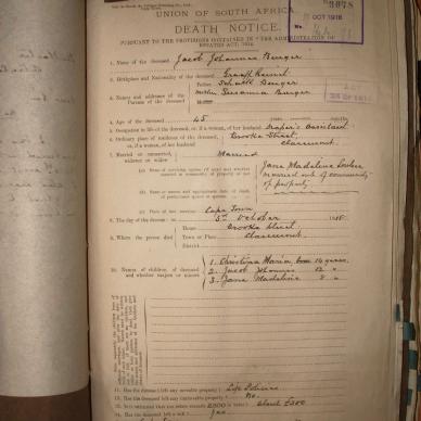 BURGER Jacob Johannes, 1918, MOOC 6-9-1192, 3078