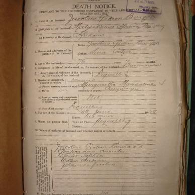 BURGER Jacobus Gideon, 1928, MOOC 6-9-3352, 19037