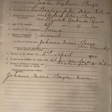 BURGER Jacobus Stephanus, 1900, MOOC 6-9-401, 1611
