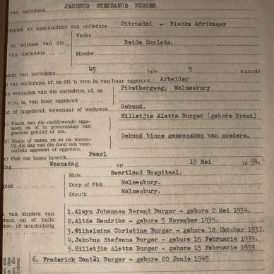 BURGER Jacobus Stephanus, 1954, MOOC 6-9-22657, 3212