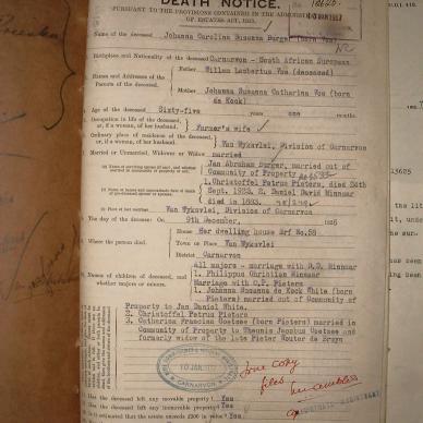 BURGER Johanna Carolina Susanna nee VOS, 1927, MOOC 6-9-3079, 13625