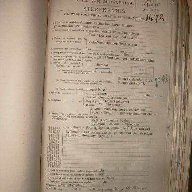 BURGER Johanna Catharina Maria nee VAN DER WESTHUIZEN, 1916, MOOC 6-9-825, 1472