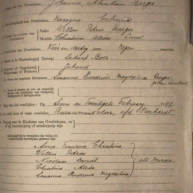 BURGER Johannes Abraham, 1897, MOOC 6-9-364, 1197