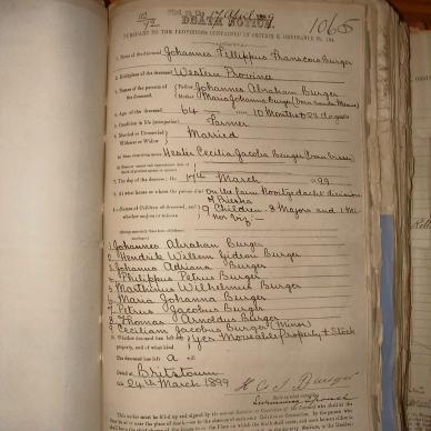 BURGER Johannes Fillippus Francois, 1899, MOOC 6-9-387, 1065
