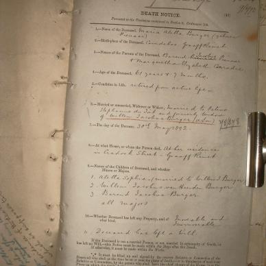 BURGER Maria Aletta nee PIENAAR, 1892, MOOC 6-9-305, 1254