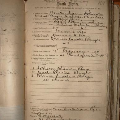 BURGER Martha Sagaria Petronella Maria nee VAN RENSBURG, 1899, MOOC 6-9-384, 151