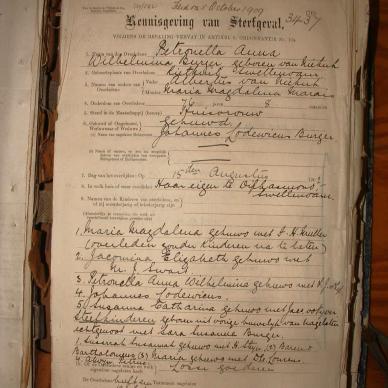 BURGER Petronella Anna Wilhelmina nee VAN NIEKERK, 1909, MOOC 6-9-628, 3437