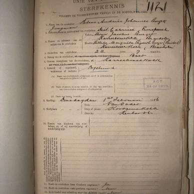 BURGER Petrus Andries Johannes, 1916, MOOC 6-9-821, 1121