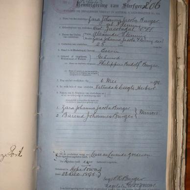 BURGER Zara Johanna Jacoba nee FLEMING, 1899, MOOC 6-9-384, 206