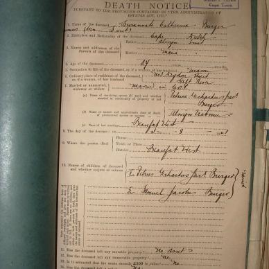 BURGER Susannah Catherina nee SMIT, 1922, MOOC 6-9-2333, 2109