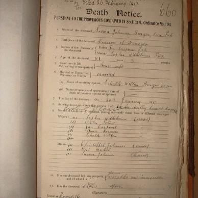 BURGER Susara Johanna nee PIEK, 1910, MOOC 6-9-637, 660