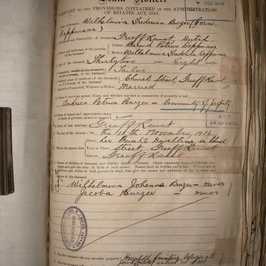 BURGER Wilhelmina Frederica nee DIPPENAAR, 1916, MOOC 6-9-841, 3082