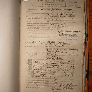 BURGER Willem Jacobus, 1918, MOOC 6-9-1136, 2109