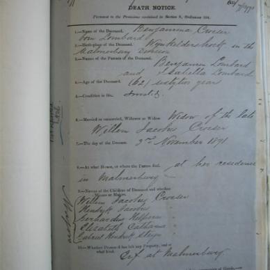 CROESER Benjamina born LOMBARD - Died 03/11/1891 - Age 62