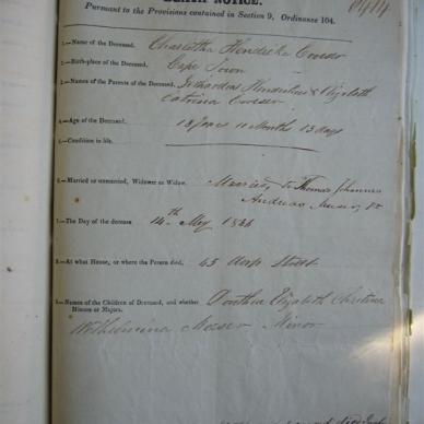 CROESER Charlotta Hendrika married MEESER - Died 14 May 1846 - Age 18y 11m 13d