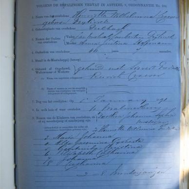 CROESER Honnetta Wilhelmina born GRYLINCH - Died 05/01/1891 - Age 40y 7m