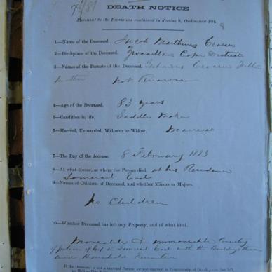 CROESER Jacob Marthinus - Died 08/02/1883 - Age 83