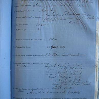 CROESER Johanna Josina married FOCK - Died 23/06/1879 - Age 58