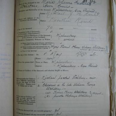 CROESER Maria Johanna Frederika married WEHLBURG - Died 01/05/1916 - Age 70