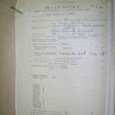 HARVEY  Kezia nee ASTRUP - died 28 Dec 1959