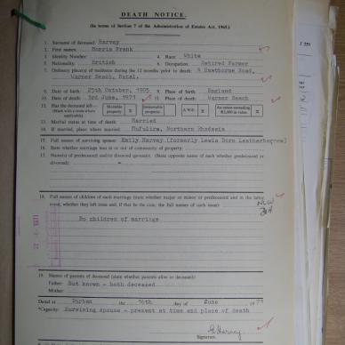 HARVEY Morris Frank - died 3 Jun 1971