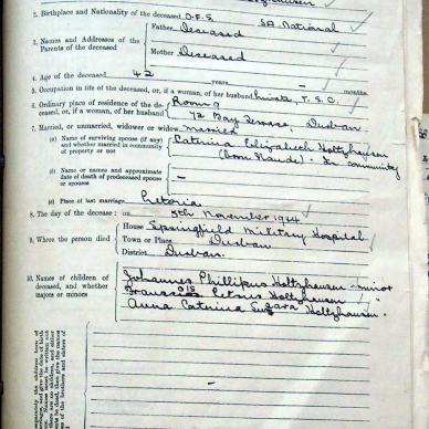 HOLTZHAUSEN Lukas Cornelius - died 5 Nov 1944