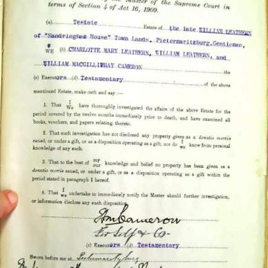 William Leathern  NAB MSCE 50-2 died 25 June 1913 Affdavit 1