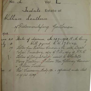 William Leathern  NAB MSCE 50-2 died 25 June 1913 Index