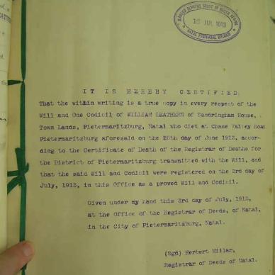 William Leathern  NAB MSCE 50-2 died 25 June 1913 Will 1