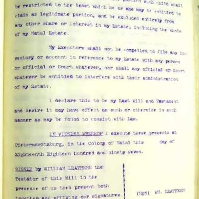 William Leathern  NAB MSCE 50-2 died 25 June 1913 Will 4