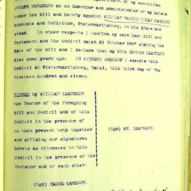 William Leathern  NAB MSCE 50-2 died 25 June 1913 Will 5