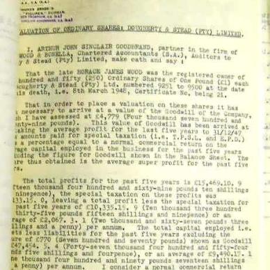 WOOD  Horace James NAB MSCE 587 Died 8 Mar 1948 - Letter re Shares 1