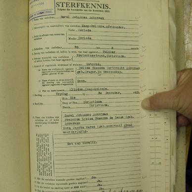 ACKERMAN Sarel Johannes - oorlede 3 Des 1943