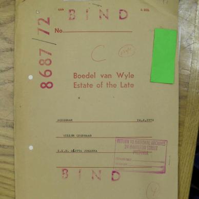 ACKERMAN Willem Coenraad - oorlede 16 Aug 1972