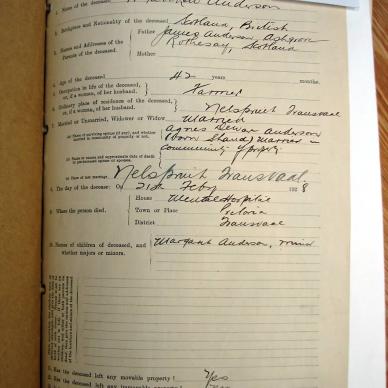 ANDERSON Matthew - died 21 Feb 1928